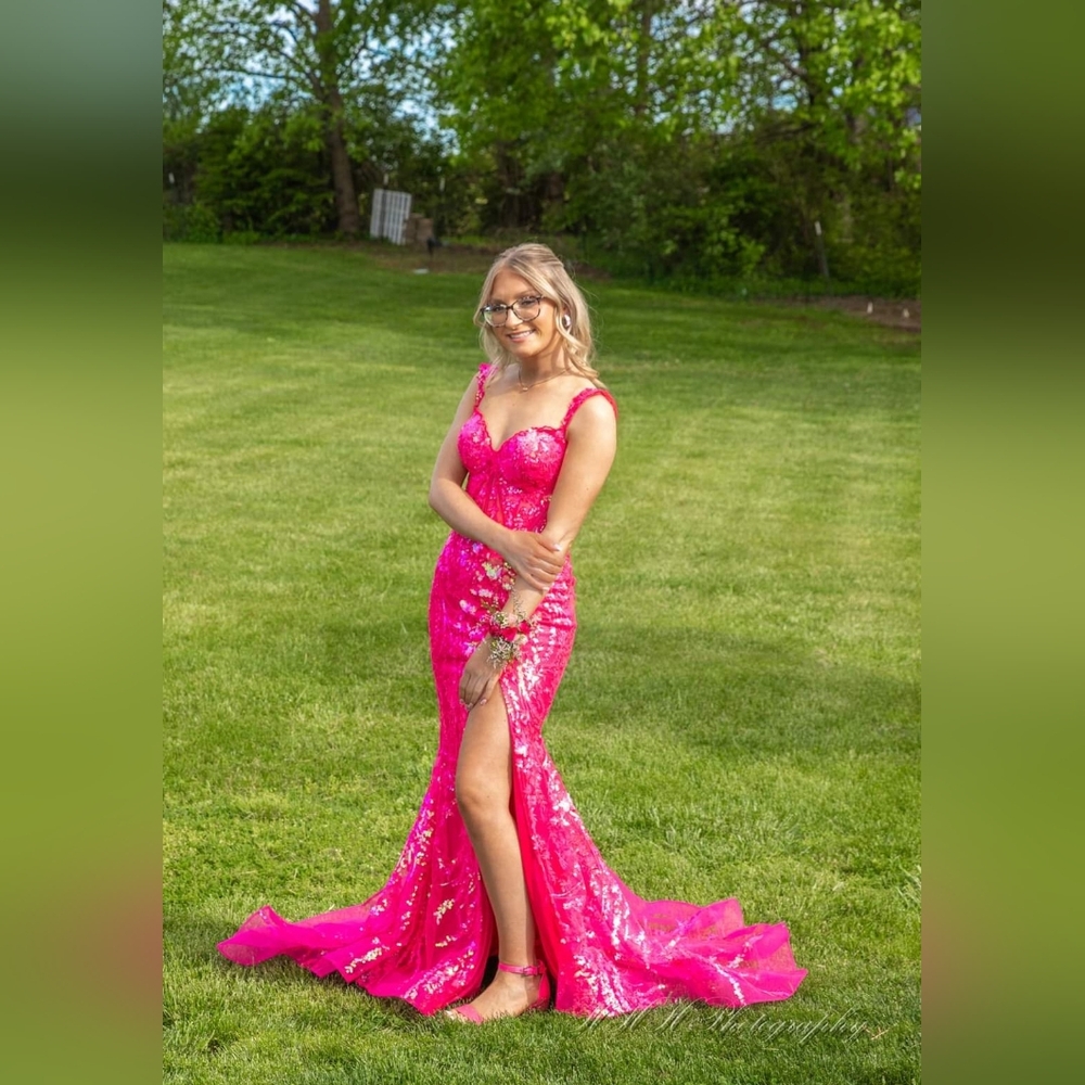 Sherri Hill Pink Sequin Prom Dress - Picture 6 of 8